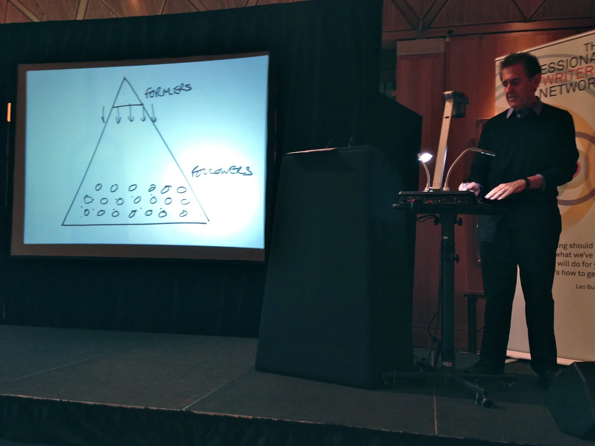 Dave Trott with the overhead projector at the first PCN Conference