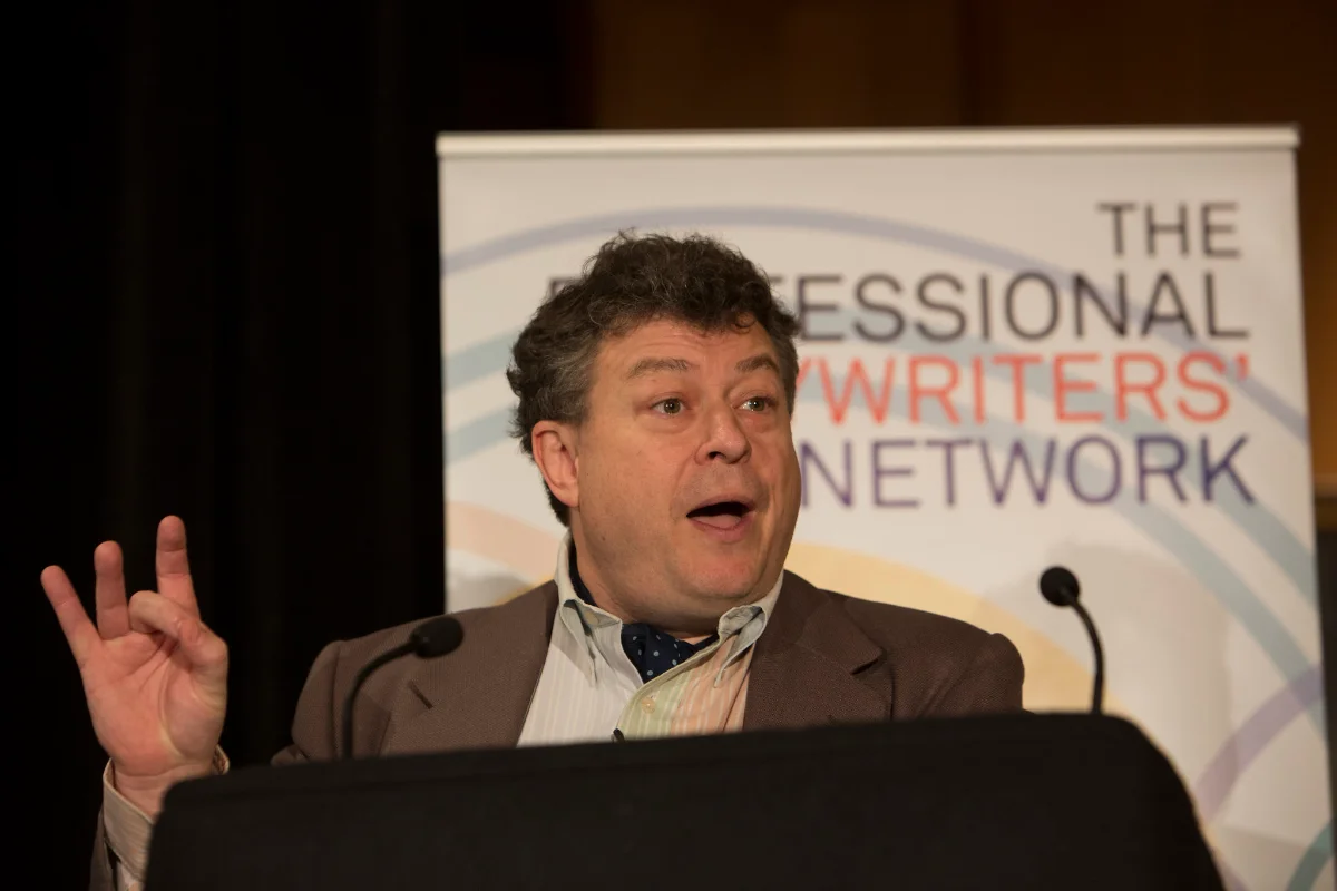Speaker on stage at CopyCon 2014, Haberdashers’ Hall